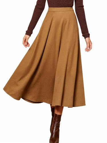 CUPSHE Jupe midi élégante en daim pour femme - Taille haute - Jupe longue décontractée
