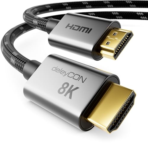 deleyCON Cavo HDMI 2.1 8K 2m - per TV, Monitor, PS4, PS5, Xbox, Soundbar Dolby Atmos EARC, HDR10+ VRR - 48 Gbps Ultra High Speed - 10K/8K@60Hz, 4K@120Hz/144Hz, 2K@240Hz