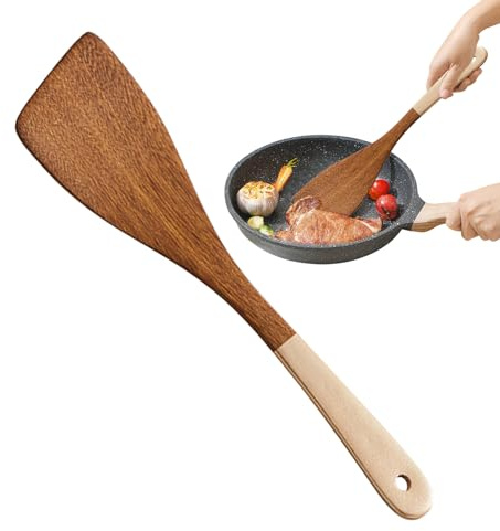 Träspatel för – hårt trä | Ergonomiskt lutande verktyg med långt handtag | Värmebeständig, non-stick, hållbar, stil