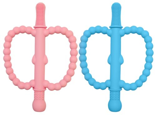 2 Piezas Mordedor Bebe, mordedores bebe, Juguete para Masticar la Dentición para Bebés,Mordedor de Entrenamiento de Mordida