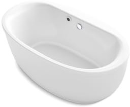 Kohler 24002-W1-0 Sunstruck® 60 x 34 freestanding bath with Bask® heated surface and fluted shroud, White