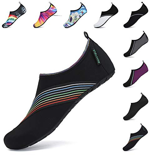 SAGUARO Femme Chaussures d'eau Homme Chaussures de Plage Unisexe Chaussures Aquatiques Respirant Séchage Rapide Chaussures de Natation Noirfoncé 40/41 EU
