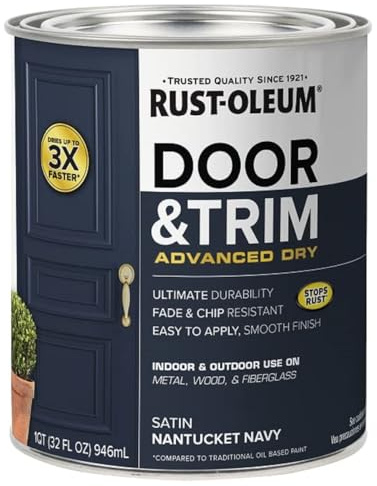 Rust-Oleum 369386 Advanced Dry Door & Trim Paint, Quart, Satin Nantucket Navy