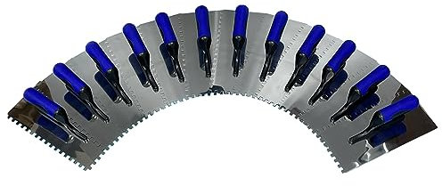 Cazzuola dentata in acciaio inox con impugnatura morbida, 6 – 8 – 10 – 12 mm, spatola dentata da 12 mm