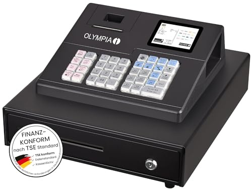 Olympia K100 Registratore di cassa | Checkout per il commercio | Display LED cliente | Stampante termica da 58 mm | Sistema operativo Android 11 | Tastiera di sollevamento 39 tasti | Logo grafico