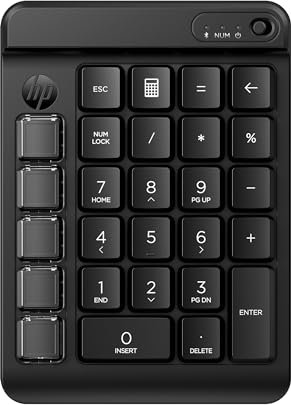 HP 430 Programmable Wireless Keypad - Bluetooth Connectivity - 9 Programmable, Swappable Keycaps with Sticker Labels - Ambidextrous Design - 24-Month Battery Life on 1 AA Battery - Responsibly Made