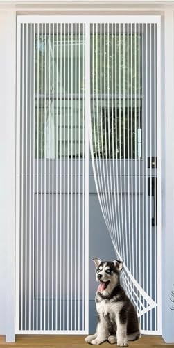 Mosquitera para puerta de balcón, montaje fácil con adhesivo sin necesidad de taladrar, la cortina magnética es ideal para la puerta del balcón (Blanco, 80 x 200 cm)