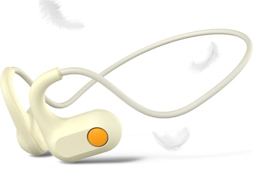 ANCwear Open Ear Kopfhörer kabellos mit sicherem Design, Laufkopfhörer, leichtes Luftleitungssystem, schweißresistent, ideal für Kinder & Schüler (milchig weiß)