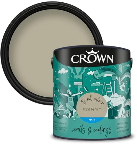 Crown Walls & Ceilings Matt Emulsion Paint, Size 2.5L, Light Fern