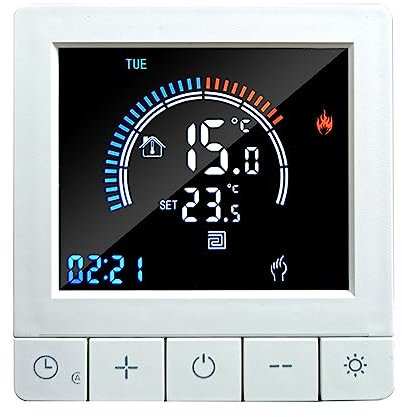 Funien Termostato digitale programmabile con controllo bambini, display LCD, sensore NTC, riscaldamento elettrico, fondo caldo, controllo della temperatura del pavimento, termostato da parete