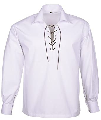 Chemise écossaise Jacobite Jacobean Ghillie pour homme - Chemise traditionnelle écossaise Highland | Tenue kilt à manches longues