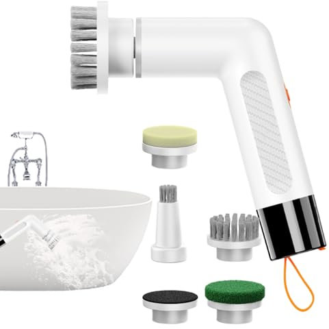 Cepillo de limpieza para ducha – Limpiador de cocina portátil | Cepillo eléctrico inalámbrico con cabezales reemplazables para Azulejos, juntas y bañera