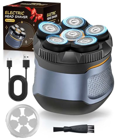6D Rasoir Tête Chauve Homme Amélioré, Rasoir Électrique Étanche IPX6 Humide & Sec avec Tête Magnétique, Rechargeable Type-C, Tondeuse Sans Fil avec Écran LED pour Crâne, Visage et Coiffage Chauve
