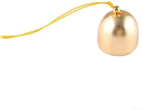 Gdfnmogo Mini timbre de metal para puerta, campanilla de viento para manualidades, decoración de aleación de latón, 3,8 cm de diámetro, color dorado, accesorio de adorno de Navidad (cuerda amarilla)