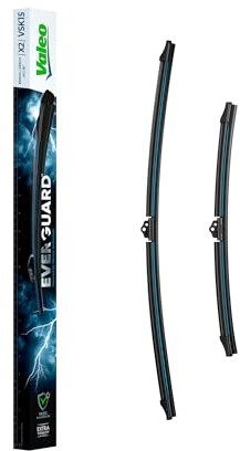 VALEO EVERGUARD - VSK15 - Juego de escobillas limpiaparabrisas planas de silicona de alta calidad y larga duración X2- Longitudes: 600mm/450mm - Delanteras - Juego de 2-566031