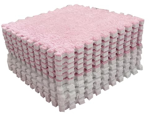 SALALIS Alfombra de Espuma de Felpa Entrelazada, Alfombra de Bloqueo de Color Suave para Dormitorio, de Rompecabezas de Felpa Cortable para Evitar Resbalones, Adecuada para Bebés y Niños, Material