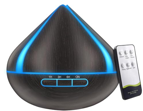 VitezTab Essential Oil Diffuser 500ML: Waterless Auto-Off Cool Mist Humidifier with Remote Control & 4 Timers for Bedroom, Includes 8 Essential Oils Set Black