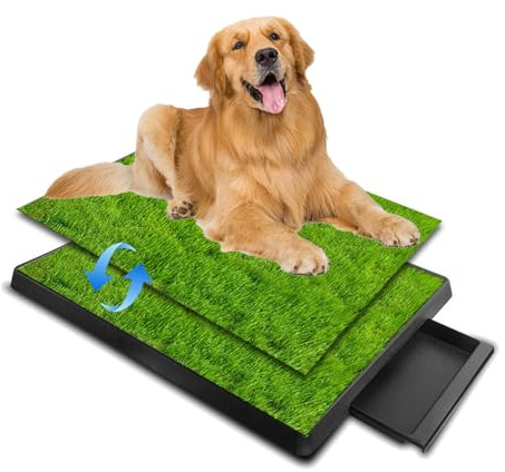 Meadero para Perros En Casa,Inodoro para Perros,Cesped Perro Pipi(64 x 51 cm),Fácil De Limpiar,con Bandeja Extraíble,Ideal para Perros Pequeños y Medianos,Apta para Uso En Interiores y Exteriores