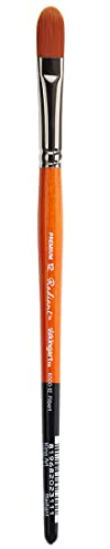 KINGART Premium Radiant 6500-12 Filbert Series Artist Brush, Synthetic Taklon Hair, Short Handle, Acrylic, Oil and Watercolor Painting, Size 12