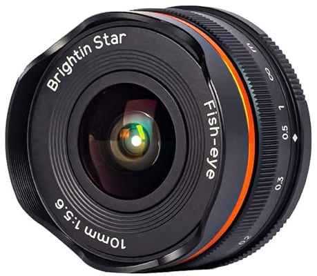 Brightin Star 10mm F5.6 Fisheye Lens for Olympus Lumix M43 Mount Mirrorless Cameras, Manual Focus Prime Ultra-Wide Angle APS-C Lens Fit for G7,GX85,GX9,G95,GH5,GH6,G100,G9(Black)