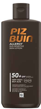 Piz Buin Allergy Lotion SPF 50 (400ml), Sun Cream to Strengthen Skin's Resilience, Sunscreen with Immediate and Effective UVA/UVB Protection for Sensitive Skin, Sweat & Water Resistant