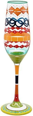 Maturi Copa de champán pintada a mano, multicolor, 220 ml, en caja de regalo