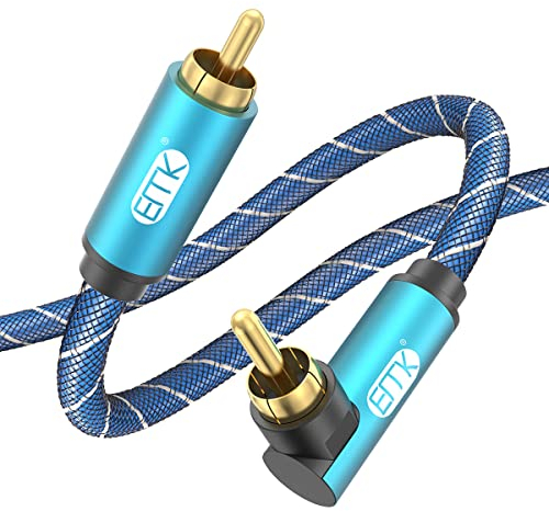 EMK Winkel Cinch Kabel Subwooferkabel 90 Grad Koaxial Audiokabel Rechtwinklig Digitales RCA Audio COAX kabel für TV, DVD, Lautsprecher, Soundbar (1,5 meter)