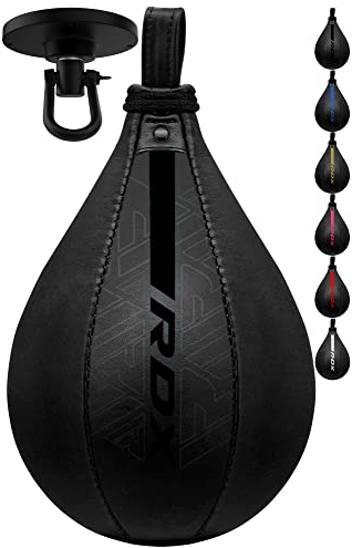 RDX Boxbirne Maya Hide Leder Set, Speedball Hängend, Punchingball Boxing Speed Bag, Geschwindigkeit Ball Boxen Training Trainingsgeräte Gym Fitness