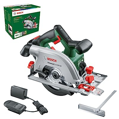 Bosch Cordless Circular Saw UniversalCirc 18V-53 (Precise Sawing in Wood; Max. Cutting Depth 53 mm; 18 Volt System; 1x 2.5Ah Battery and Charger)