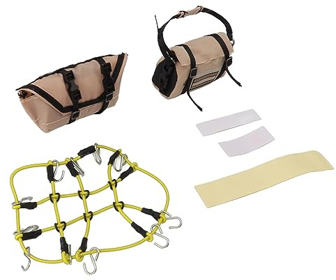 Bagagenät och bagage resväska slitstark RC takdekoration bagage set detaljerad design pålitlig dekorativ för 1/18 4 m (gul)