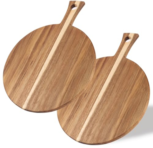 LDXDRU - Tabla de pizza redonda de madera de 40 cm (40 x 30 x 1,5 cm, con asa)