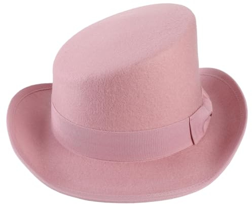 Wolle Filz Top Hut für Frauen Männer - Unisex Asymmetrischer Melonen Hut Kopfbedeckung Karneval Halloween Kostüm Cocktails Magier Herren Darbietung Jazz Kappe Rock Hut Zauber Hut (Einheitsgröße, Pink)