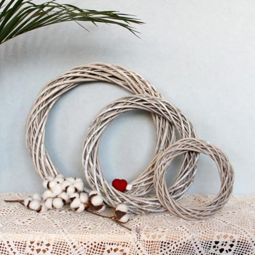 Corona de ratán de Navidad, guirnalda de vid de mimbre gris, decoración de boda (30 cm)