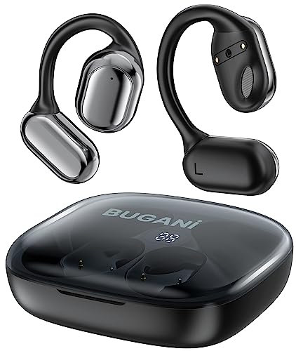 Offene Bluetooth Kopfhörer Sport, Kopfhörer Kabellos mit Bügel BT5.4, 30 Stunden Akkulaufzeit, mit großem 16,2 mm Treiber, Ohrhörer Bluetooth mit Ohrhaken für iOS/Android Schwarz