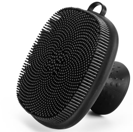 Face Scrubber, SANLESS Silicone Face Scrubber for Men Facial Cleansing Brush, Manual Waterproof Face Wash Brush for Exfoliating and Deep Cleansing - Black