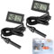 2 Pack Digital Thermometer Hygrometer, Mini Embedded Thermometer Hygrometer with Probe Meter Temperature Humidity Gauge for Reptiles Aquarium Terrarium Incubator Tortoise Office Living Room Black