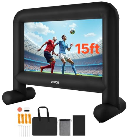 VEVOR Schermo Cinematografico Gonfiabile 3540 x 1300 x 2900 mm Schermo Gonfiabile per Proiezione Lavabile in 600D con Borsa Portatile, Proiettore Cinematografico 16:9, per Esterni, Feste a Tema
