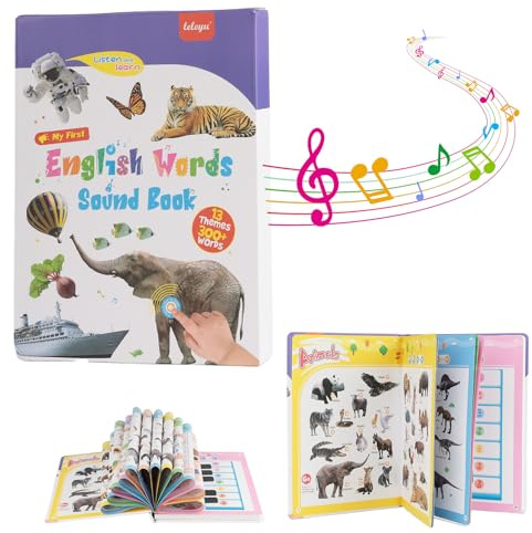 First English Words Sound Book, My First English Sound Toy with 470+ Words and 21 Themes, Fun Word Game for Educational Language Learning for Boys Girls Kids (A1)