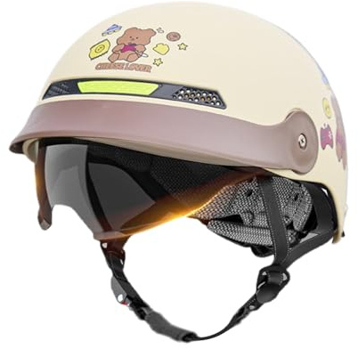 Kustimantu Motorrad Halbschalenhelm,Rollerhelm Mit Sonnenblende - Schutzkleidung Mit Schnellverschluss Für Unisex Radfahren Berg Skateboard Cruiser ATV Fahrrad Motorrad | Unisex ATV Cruiser Fahrrad