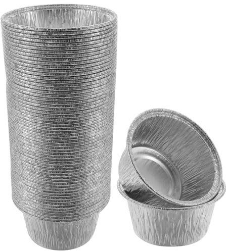 DIYEAH Molde para Hornear Pudín de Aluminio 100 Piezas, Sartén para Huevos de Aluminio Que Conduce el Calor Rápidamente, Adecuado para Reuniones Familiares