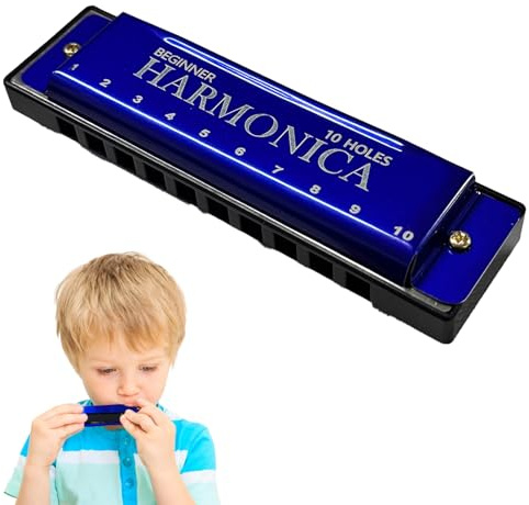 Blue Harmonica 10-Hole, 20-Tone Harmonicas for adults- Mouth Organ | Key of C Diatonic, Perfect Music Gift for Beginners Gifts & Music Lovers