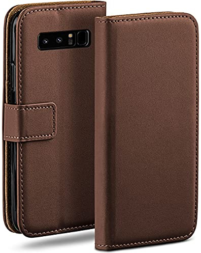 moex Book Case für Samsung Galaxy Note 8 Handyhülle mit Kartenfach, Hülle klappbar 360 Grad Schutzhülle, Klapphülle Flip Case Cover, PU Leder Handytasche Lederhülle, Dunkelbraun