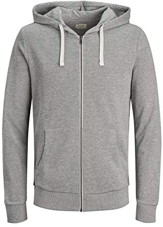 Jack & Jones Men's Holmen Sweat Jacket, Grey (Light Grey Melange Fit: Reg Fit - Melange), M UK