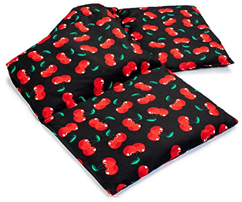 Cuscino con semi di uva, 60x20cm. Cuscino termico con 4 compartimenti. Cuscino riscaldabile per la schiena, il ventre e molto altro. Terapia caldo e freddo (cherry black)