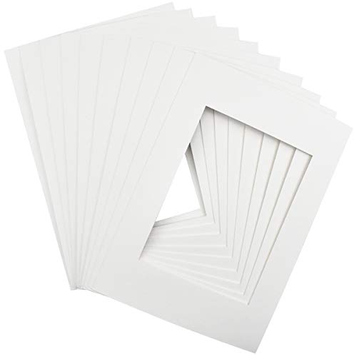 Fodlon - Lote de 10 soportes para fotografía, A4 Passepartout blanco, cartón para fotografía, 7,5 x 5,5 pulgadas, color blanco