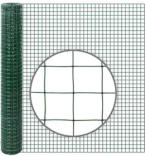 VOSS.farming 10m x 100cm Volierendraht Wühlmausgitter Drahtgeflecht Drahtgitter, 25,4x25,4x1,05mm, grün