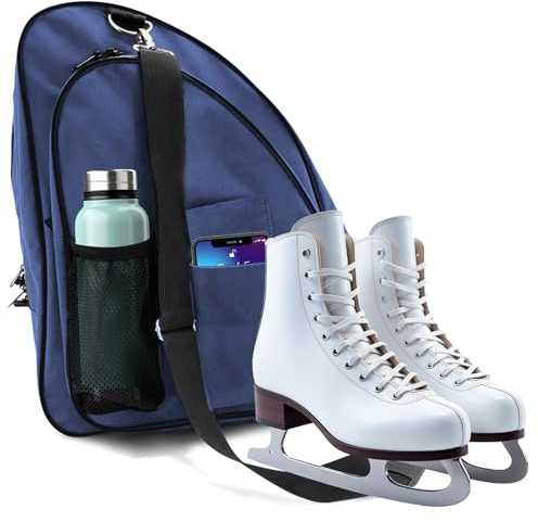 Kami-So Ice Skating Bag | Bag for Ice Skates & Roller Skates for Women and Men | Hockey, Figure & Ice Skating Accessories Storage | Durable Outdoor Sports Backpack | Color: Aqua Snowflake (Blue)
