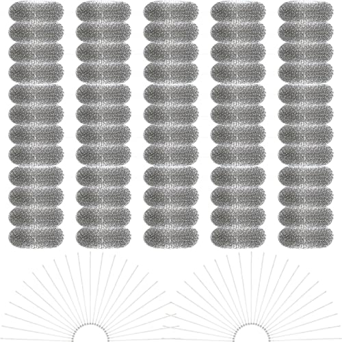 60 Pieces Washing Machine Lint Traps with 60 Cable Ties, Rust-proof Stainless Steel Lint Traps Laundry Mesh Hose Filter Screen Catcher for Washing Machine Discharge Hoses