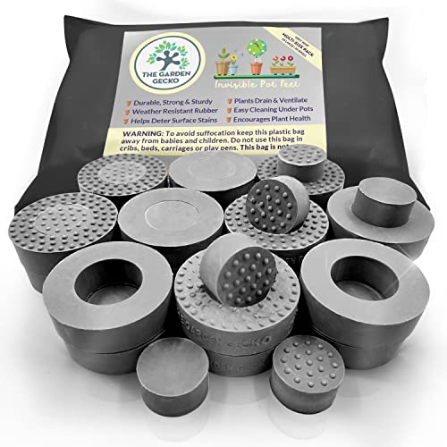 The Garden Gecko UK Little & Large Invisible Pot feet for Outdoor Plant pots and Flowers | A Plant Caddy with Floor Grip | 20 Pack Dual Size | 20 Pack | MARBLE SLATE GREY