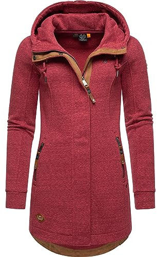 Ragwear Damen Leichter Sweat Übergangsmantel lang windabweisend mit Kapuze Letty Intl. Raspberry23 Gr. 5XL